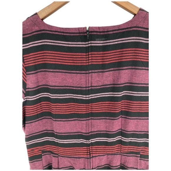 Mata Traders Devonshire Fit & Flare Striped Mini Dress Pockets Sinched Size L. - Picture 8 of 10